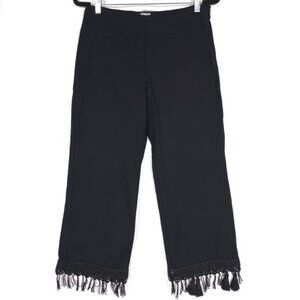 REFORMATION Women's Wide Leg Trousers‎ Pants Size 6 Black Fringe Western Boho